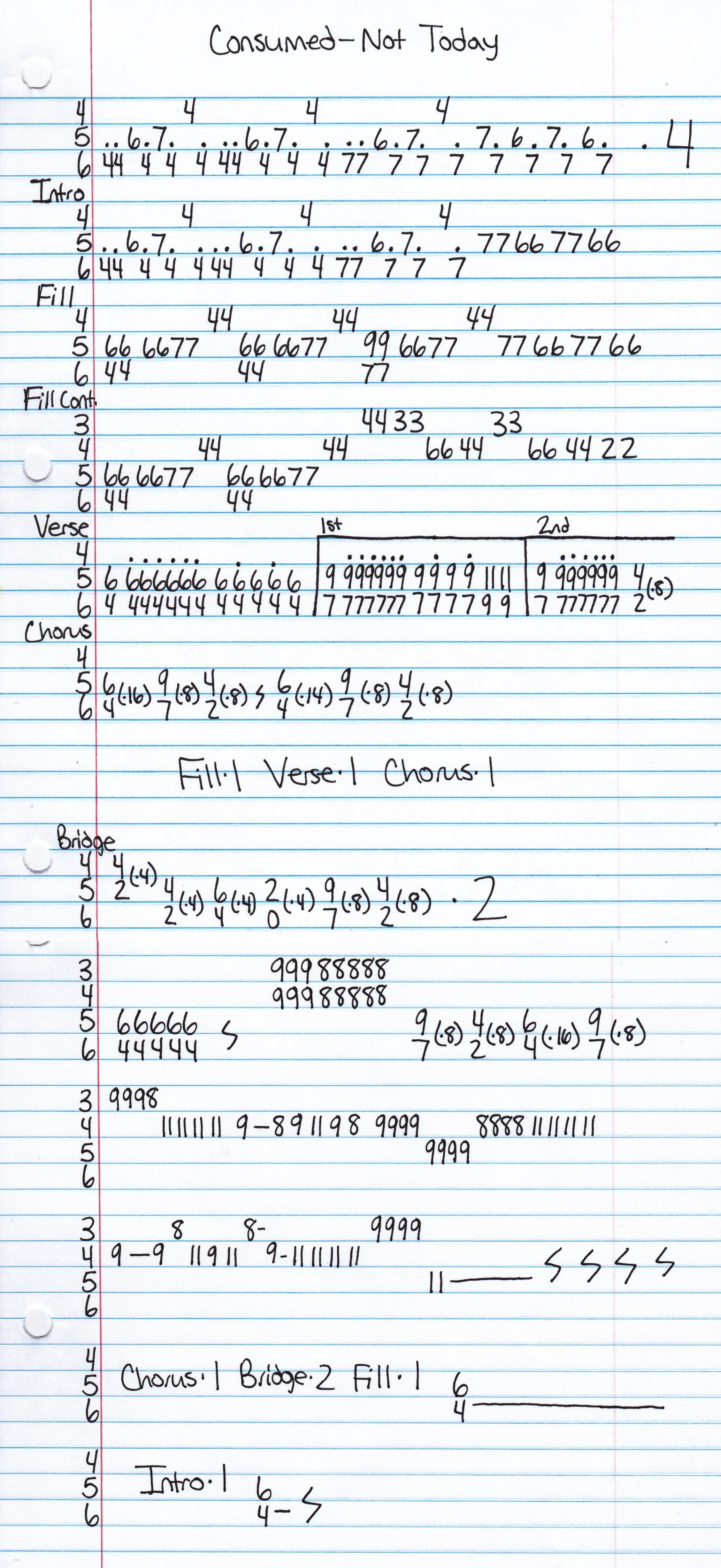 High quality guitar tab for Not Today by Consumed off of the album Pistols At Dawn. ***Complete and accurate guitar tab!***